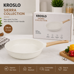KROSLO Sierra Collection 24cm Fry Pan (1.9 Litres) | Non-Stick Deep Frying Pan with Wooden Finish Handle | Induction & Gas Stove Compatible