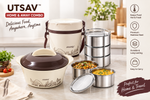 Jaypee Utsav Home & Away Combo Set | Insulated Casserole & Stainless Steel Lunch Box Set | Hot & Fresh Food Storage Set for Home, Office & Travel