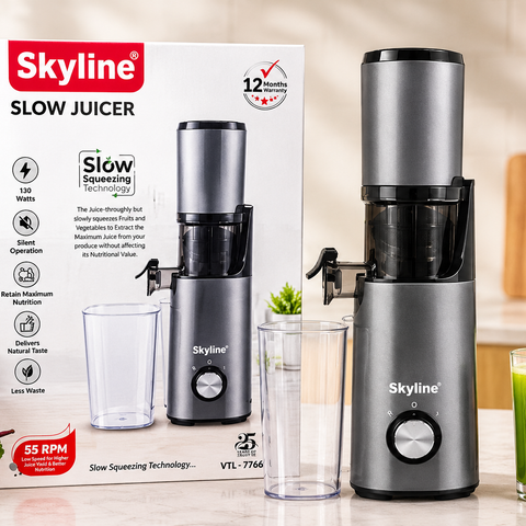 Skyline VTL-7766 Slow Juicer 130W | Cold Press Juicer with 55 RPM Slow Squeezing Technology, Dual-Stage Extraction, Reverse Function & Easy Cleaning | 1 Year Warranty