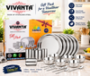 Vivanta 16-Piece Stainless Steel Dinner Set | Complete Family Dining Set with Plates, Bowls, Glasses & Spoons | Elegant Tableware Set for Home, Kitchen & Gifting