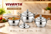 Vivanta Stainless Steel 3 Pcs Handi Set – Premium Induction & Gas Compatible Cookware Set with Lids