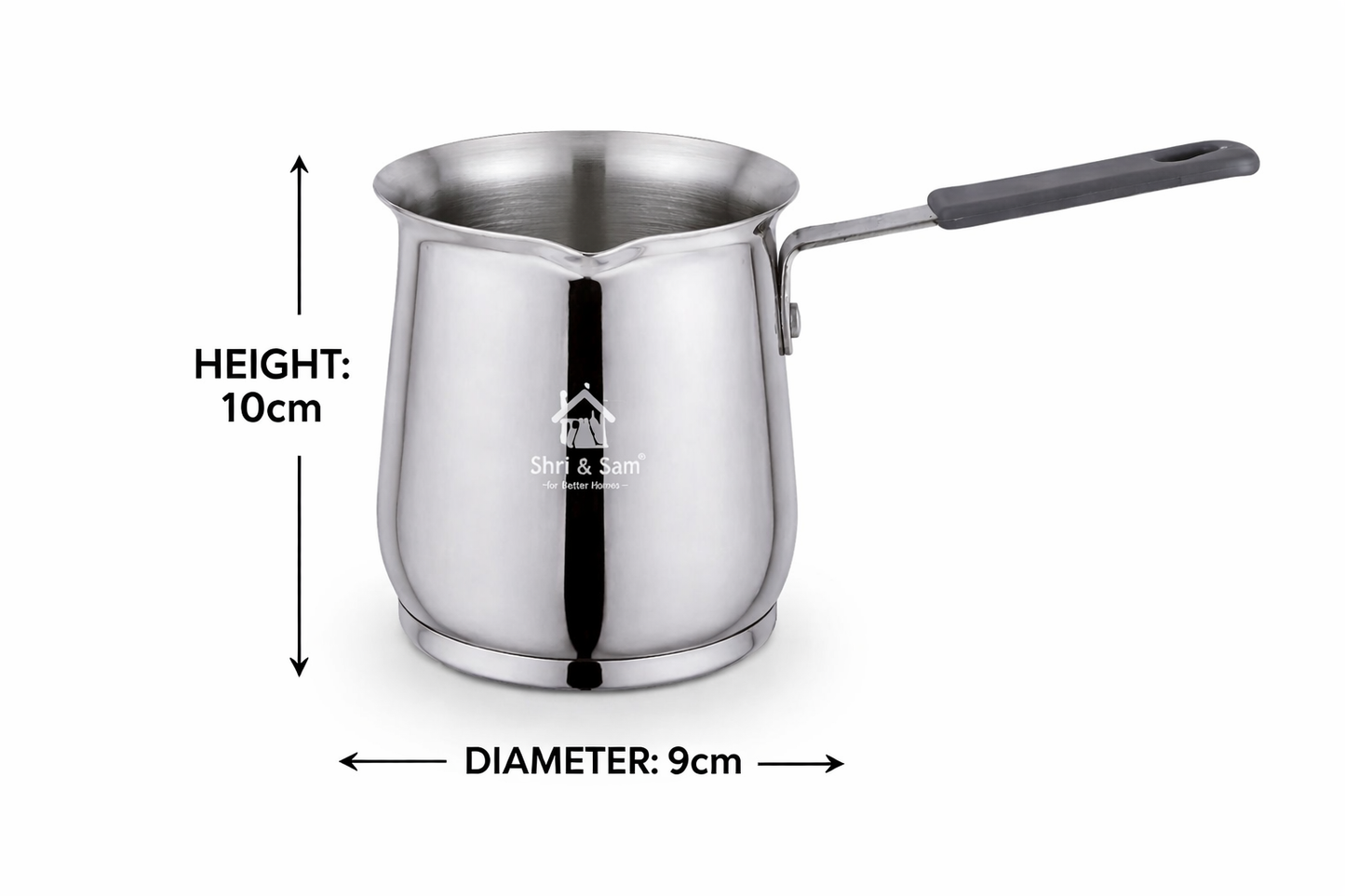 Shri & Sam Stainless 400ml Steel Coffee Warmer with Sandwich Bottom | Heavy Gauge Milk Boiler & Coffee Pot with Heat-Resistant Handle | Durable Kitchen Heating Pan