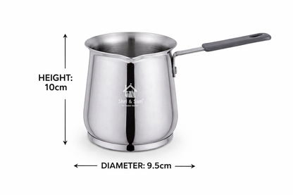 Shri & Sam Stainless 700ml Steel Coffee Warmer with Sandwich Bottom | Heavy Gauge Milk Boiler & Coffee Pot with Heat-Resistant Handle | Durable Kitchen Heating Pan