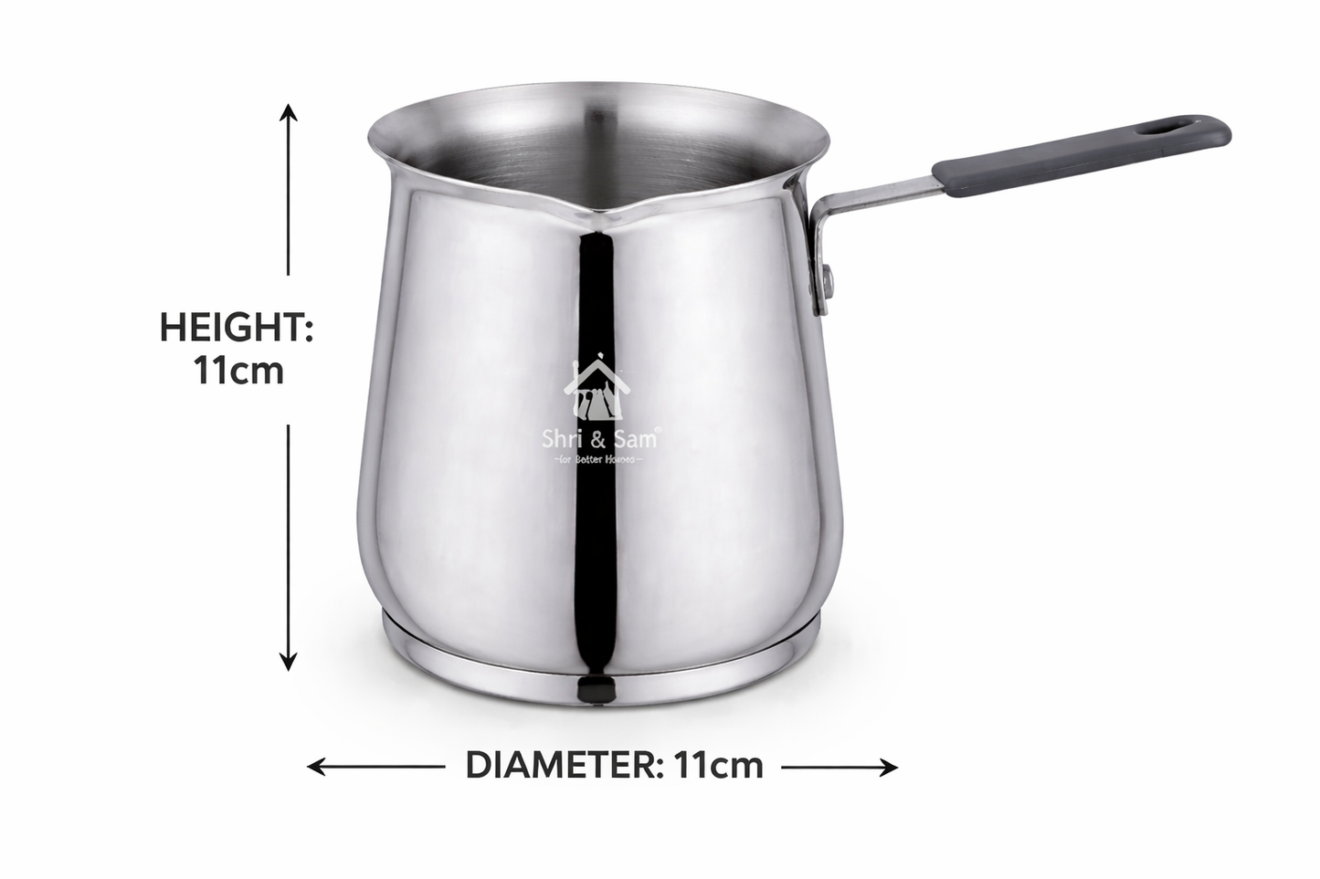 Shri & Sam 900ml Stainless Steel Coffee Warmer with Sandwich Bottom | Heavy Gauge Milk Boiler & Coffee Pot with Heat-Resistant Handle | Durable Kitchen Heating Pan