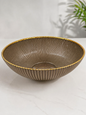Premium 8-Inch Ribbed Glass Bowl Set (Set of 3) with Gold Rim | Elegant Serving & Dessert Bowls