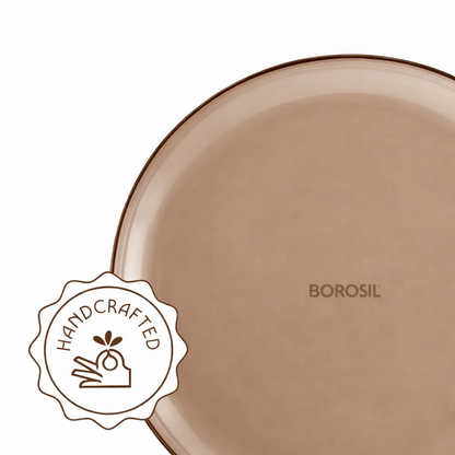 Borosil 27pc Aura India’s First Coloured Handcrafted Dinner Set | Made in India Borosilicate Glass Tableware | Microwave, Dishwasher & Oven Safe | Crockery for Gifting & Dining (Brown)