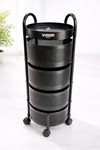 4 Tier Round Metal Vegetable Trolley with Wheels | Multipurpose Kitchen Storage Cart | Heavy-Duty Mesh Basket Organizer (Powder Coated)