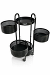 4 Tier Round Metal Vegetable Trolley with Wheels | Multipurpose Kitchen Storage Cart | Heavy-Duty Mesh Basket Organizer (Powder Coated)
