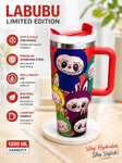 1200ml Labubu Limited Edition Stainless Steel Insulated Tumbler with Handle, Lid & Reusable Straw | Double Wall Vacuum Travel Mug | Hot & Cold Coffee Cup | BPA Free
