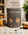 Salem 2 Litre 304 Grade Stainless Steel Storage Jar with Airtight Lid | Handmade Etching Work | Premium Spice, Daal & Dry Fruit Container | Food Grade Kitchen Storage Canister