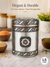 Salem 1.5 Litre 304 Grade Stainless Steel Storage Jar with Airtight Lid | Handmade Etching Work | Premium Spice, Daal & Dry Fruit Container | Food Grade Kitchen Storage Canister