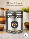 Salem 2 Litre 304 Grade Stainless Steel Storage Jar with Airtight Lid | Handmade Etching Work | Premium Spice, Daal & Dry Fruit Container | Food Grade Kitchen Storage Canister