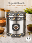 Salem 2.5 Litre 304 Grade Stainless Steel Storage Jar with Airtight Lid | Handmade Etching Work | Premium Spice, Daal & Dry Fruit Container | Food Grade Kitchen Storage Canister