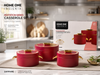 HOME ONE INSIGNIA Invitation Series Casserole Set of 3 (1000ml, 1500ml, 2000ml) | Premium Insulated Hot Food Casserole Set | Stainless Steel Inner Bowl | Air Tight Food Warmer Serving Casserole Set – Sapphire Red
