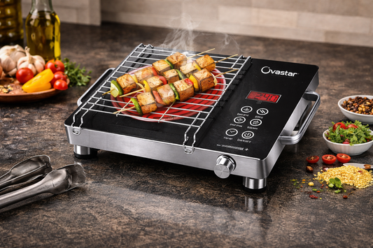 Ovastar OWIC‑690 BBQ Infrared 2200 Watt Induction Cooker (Touch Control) – Electric Infrared Grill & Induction Cooktop | Fast Heating | Portable BBQ Cooker | 12 Months Warranty