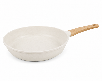 KROSLO Sierra Collection 24cm Fry Pan (1.9 Litres) | Non-Stick Deep Frying Pan with Wooden Finish Handle | Induction & Gas Stove Compatible