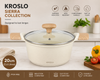 KROSLO Ceramic Dutch Pot 20cm (2.6 Litres) with Glass Lid | Non-Stick Casserole Pot with Wooden Finish Handles | Induction & Gas Stove Compatible