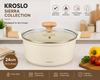 KROSLO Ceramic Dutch Pot 24cm (4.6 Litres) with Glass Lid | Non-Stick Casserole Pot with Wooden Finish Handles | Induction & Gas Stove Compatible