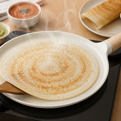 Kroslo 28cm Ceramic Coated Dosa Tawa | Non-Stick Flat Tawa for Dosa, Roti & Pancakes | Induction & Gas Compatible
