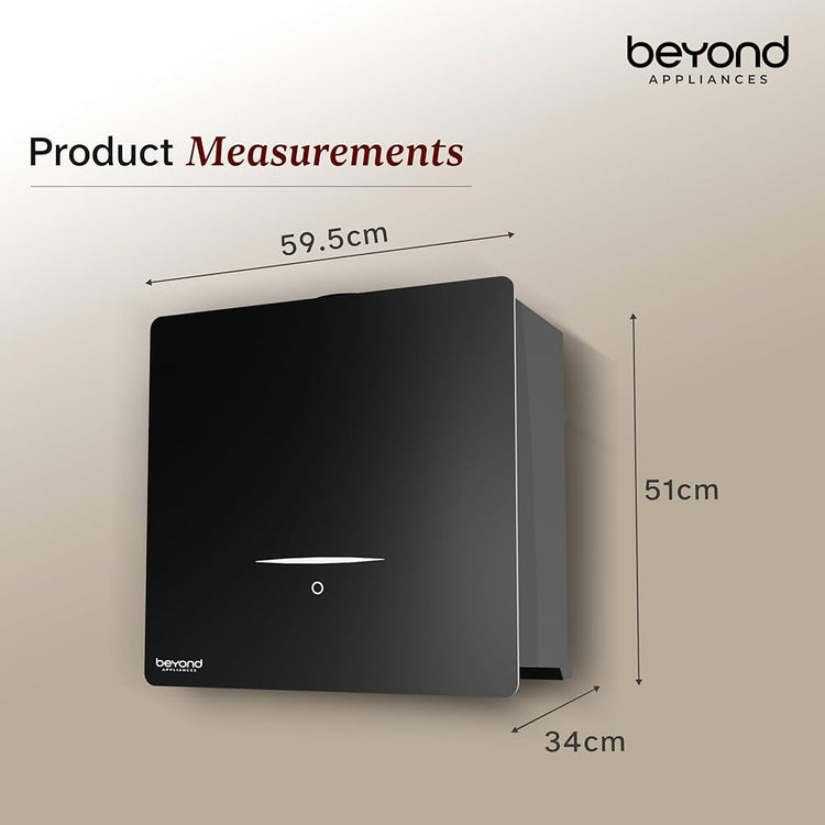 Beyond Appliances Cube Pro Plug N Play Ductless Kitchen Chimney | 1400 CMH | Auto Clean | 5-Stage Charcoal Activated Filter | Touch Control | 3-way Suction | 48dB Low Noise | Black | PAN INDIA SERVICE