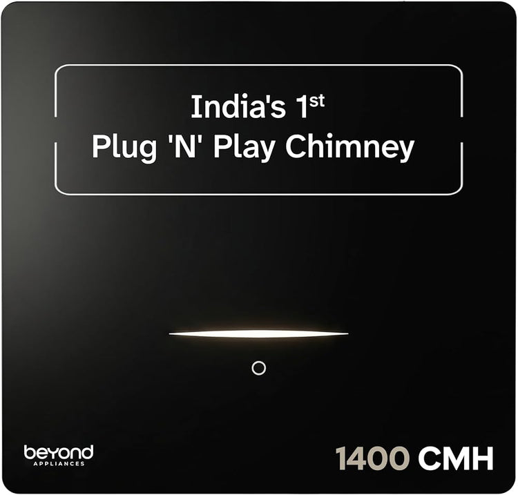 Beyond Appliances Cube Pro Plug N Play Ductless Kitchen Chimney | 1400 CMH | Auto Clean | 5-Stage Charcoal Activated Filter | Touch Control | 3-way Suction | 48dB Low Noise | Black | PAN INDIA SERVICE