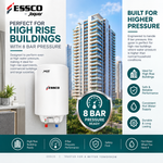 Essco by Jaguar Ultra 15 Litre Vertical Storage Water Heater | 2 KW | 8 Bar Pressure | 5 Star Rating | Glass Lined Tank | Glass Coated Incoloy Heating Element | 7 Year Tank Warranty