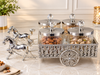 Luxury Horse Carriage Dry Fruit Box Set with 4 Transparent Glass Jars & Stainless Steel Lids | Royal Decorative Dry Fruit Serving Set | Premium Festive & Wedding Gift
