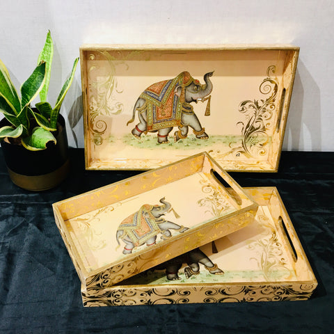 Elephant Set 3 Trays (Rectangle with Handle)