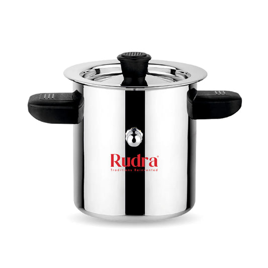 Rudra Stainless Steel Milk Boiler 1.5 Litre | Premium Induction & Gas Compatible Milk Heating Pot with Whistle Alert | Heavy Gauge Stainless Steel Milk Boiler for Home Kitchen
