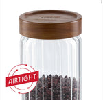 Borosil Glass Jar with Acacia Wood Lid | Borosilicate Glass Storage Jar for Dry Fruits, Spices & Snacks | Airtight Glass Container for Kitchen & Pantry-1200ml
