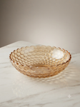 Amber Hobnail Glass Fruit Bowl | Decorative Scalloped Serving Bowl, Salad & Centerpiece Bowl for Kitchen Table, Dining Room, & Home Decor (Honey Amber)