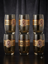Royal Gold-Trimmed Amber Glass Set (280ml, 6-Piece)