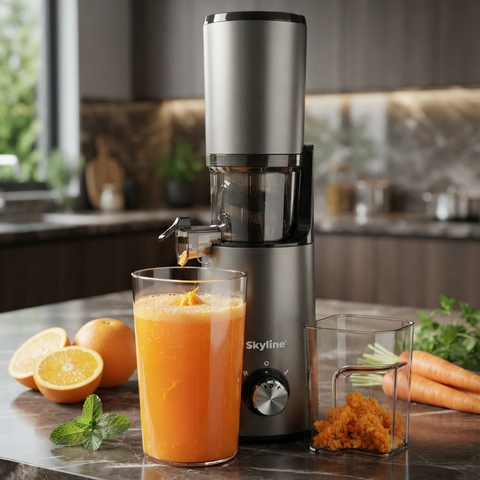 Skyline VTL-7766 Slow Juicer 130W | Cold Press Juicer with 55 RPM Slow Squeezing Technology, Dual-Stage Extraction, Reverse Function & Easy Cleaning | 1 Year Warranty
