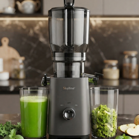 Skyline Premium Cold Press Slow Juicer 200W | 50 RPM Ultra Slow Juicer with 130mm Large Feeder, SS Filter, 700ml Juice Capacity | Model VTL-7799 | 1 Year Warranty