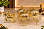Luxury Golden Horse Carriage Dry Fruit Box Set | 4-Piece Decorative Dry Fruit Storage Containers with Royal Carriage Stand | Premium Gift & Home Décor