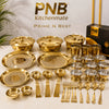 PNB Kitchenmate ZODIAC 72 Pcs Stainless Steel Dinner Set | Heavy Quality Double Wall PVD Gold Coated Dinner Set | Premium Full & Half Plates, Bowls, Glasses, Spoons & Forks | Lifetime Guarantee