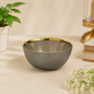 Premium 4 Inch Glass Bowl with Gold Rim | Designer Ribbed Katori for Serving Snacks, Desserts & Dry Fruits