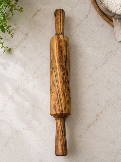 Alda by Glen 10-Inch Acacia Wood Chakla Belan Set | Wooden Roti Making Board & Rolling Pin | Food-Grade, Chemical-Free Kitchen Tool