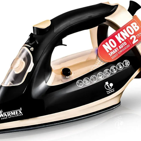 Warmex OTSI 2000W Steam Iron with Ceramic Coated Soleplate, 300ml Water Tank, Auto Shut-Off & Spray Function – Golden & Black