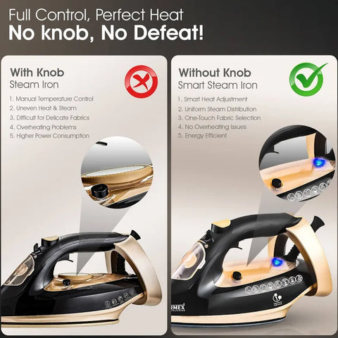 Warmex OTSI 2000W Steam Iron with Ceramic Coated Soleplate, 300ml Water Tank, Auto Shut-Off & Spray Function – Golden & Black