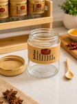 Addox 6-Piece Wooden Spice Jar Set with Bamboo Rack & Spoons | Glass Masala Storage Containers for Kitchen | Spice Organizer & Condiment Holder