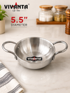 Vivanta Triply Stainless Steel Mini Kadhai 5.5 Inch Diameter with Dual Handles | Heavy Gauge Serving & Cooking Kadhai for Curry, Dal, Sabzi & Snacks