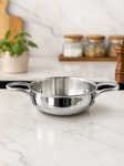 Vivanta Triply Stainless Steel Mini Kadhai 5.5 Inch Diameter with Dual Handles | Heavy Gauge Serving & Cooking Kadhai for Curry, Dal, Sabzi & Snacks