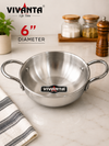 Vivanta Triply Stainless Steel Mini Kadhai 6 Inch Diameter with Dual Handles | Heavy Gauge Serving & Cooking Kadhai for Curry, Dal, Sabzi & Snacks