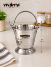 Vivanta Stainless Steel Mathar Hammered Balti Bucket with Handle – 4 Inch Serving Balti for Dal, Curry, Biryani & Restaurant Style Serving