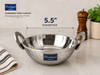 Devidayal Hammered Triply Mathar Kadhai 5.5 Inch – Stainless Steel Triply Serving Kadhai with Designer Engraved Handles