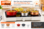 Jaypee Plus Table Valet Food Warmer & Serving Hot Plate 150W with Toughened Glass Top, Adjustable Heat Regulator & Stainless Steel Bowl Compatibility(1.8LTR each)