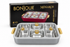 Bonjour Monarch Insulated Stainless Steel Chafing Dish with 2.5L Corner Containers & 1.5L Centre Containers, Glass Lids and Gold Finish Handles-Grey