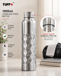 Tuff+ 1000ml Stainless Steel Water Bottle | Leakproof Gasket Sealed Steel Cap | Premium Fridge Bottle for Hot & Cold Water | BPA Free Reusable Bottle