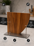 ALDA Luxwood Magnetic Knife Stand Holder – Premium Acacia Hardwood Magnetic Knife Block with Stainless Steel Base | Modern Kitchen Knife Organizer (Knives Not Included)
